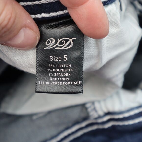 Vivi Diva Pants Womens 5 Blue Denim Flat Front Mid Rise Skinny Pockets Jeans - Picture 3 of 16